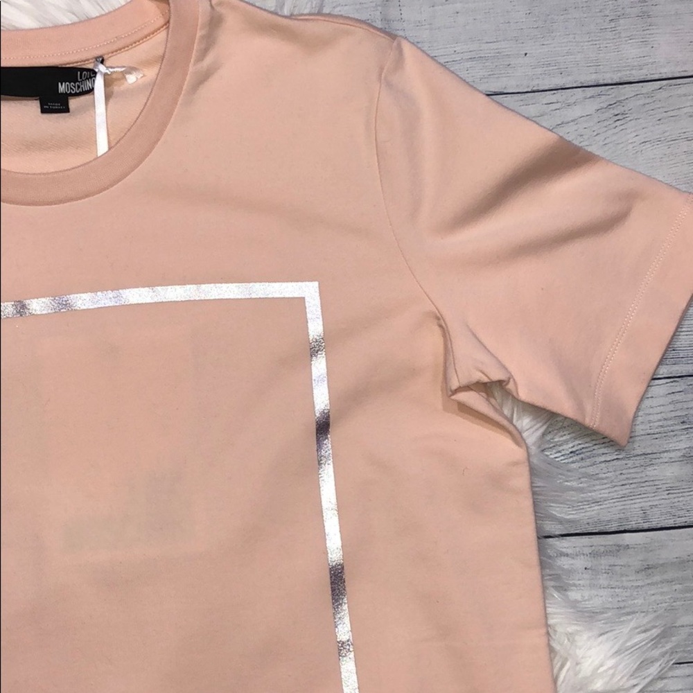 NWT Love Moschino Pink Logo T-shirt Silver Dress - Picture 5 of 8